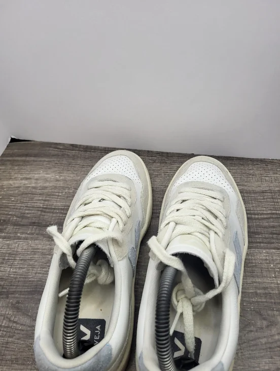 VEJA V-90 Suede Leather White Blue Low-Top Sneaker Shoes Womens Size 8 - Picture 6 of 10